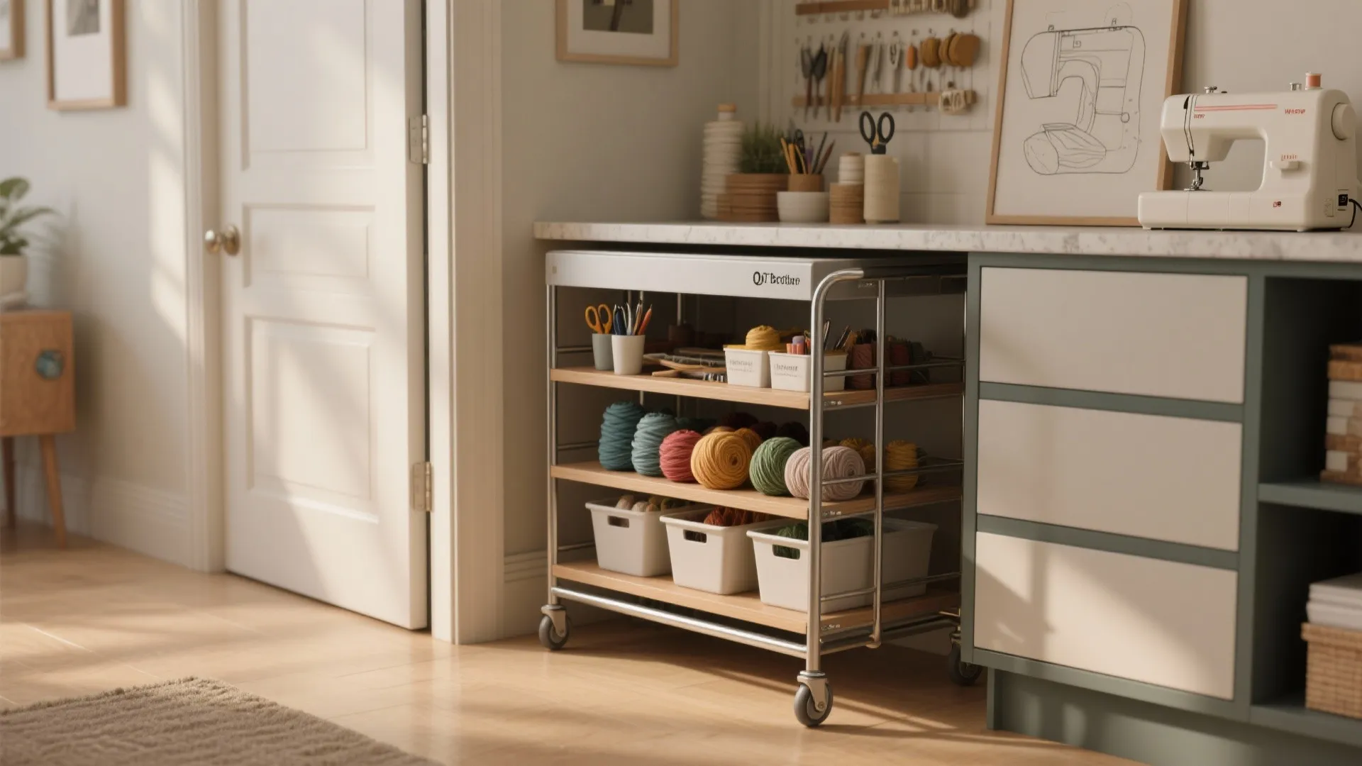 3. Rolling craft cart that tucks away