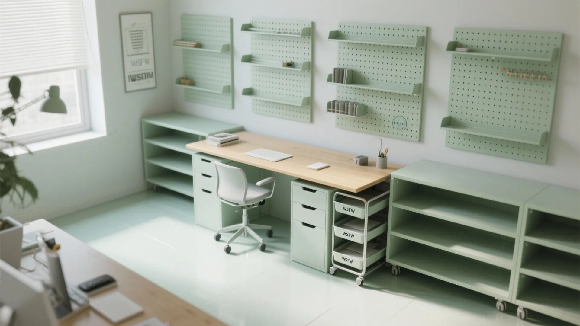 5. Vertical storage + rolling desk cart