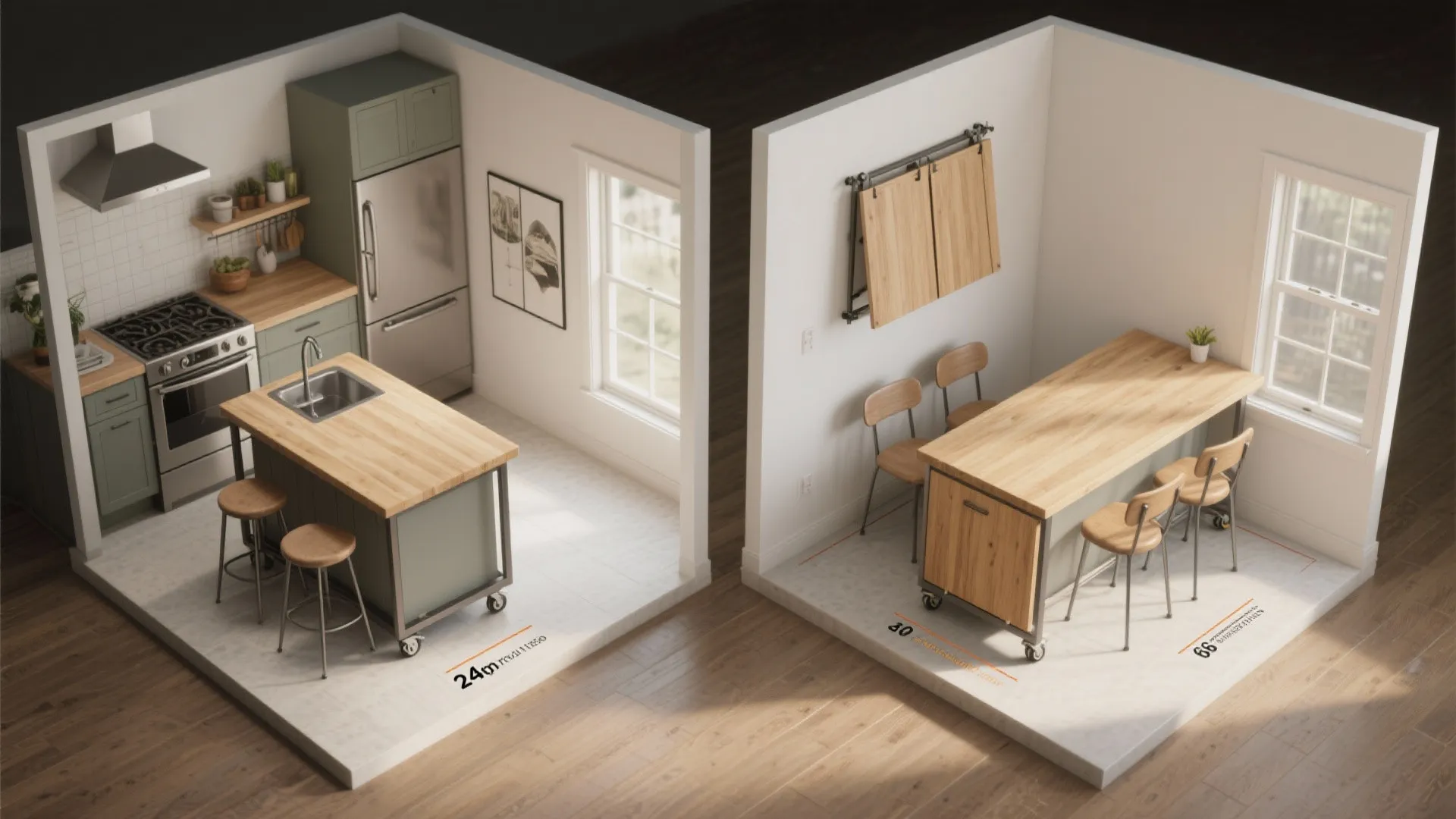 5. Multi-function island or drop-leaf table