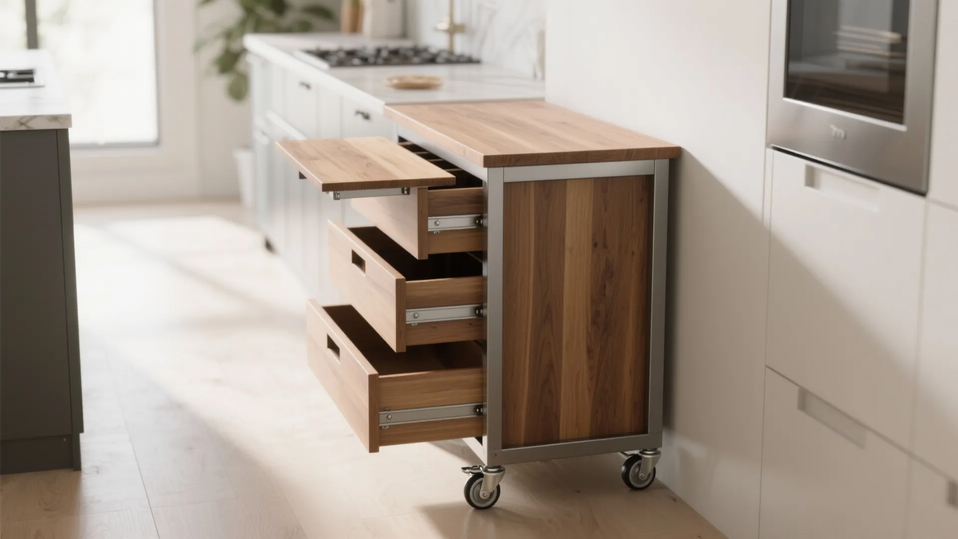 Idea 3: Slim rolling island that tucks away