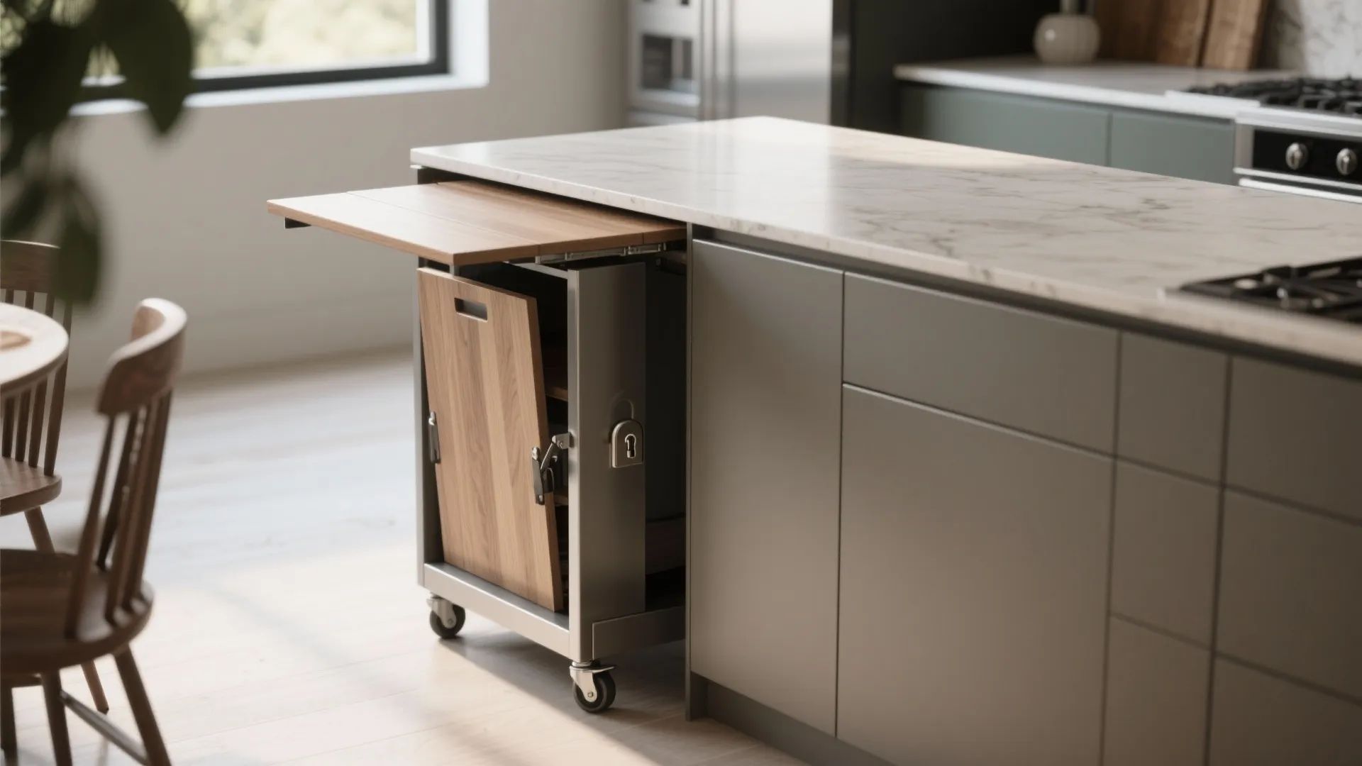 4. Rolling island or cart that tucks away