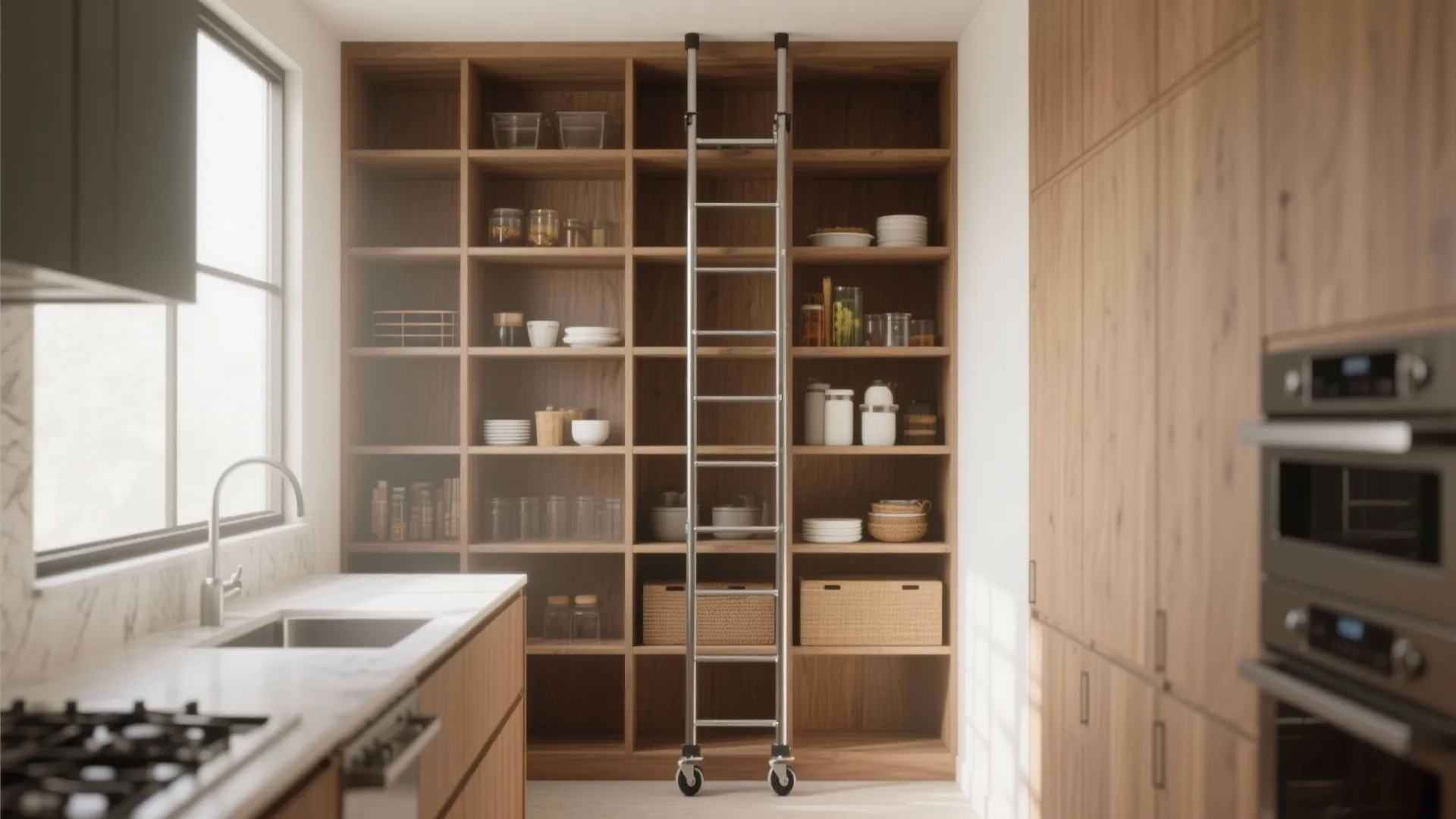 5. Rolling Ladder for Tall Pantries