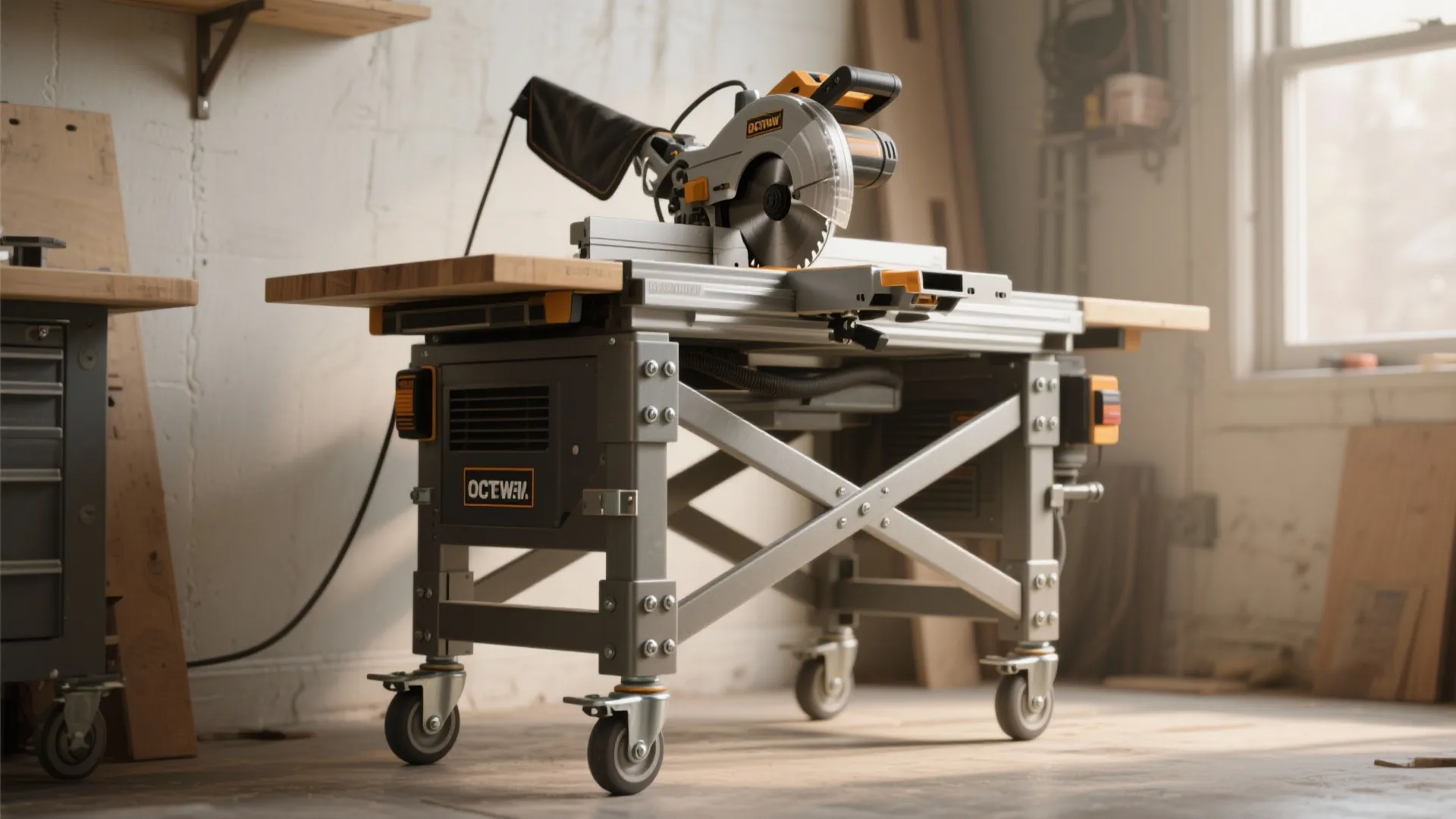 2. Rolling Mobile Base with Flip Stops