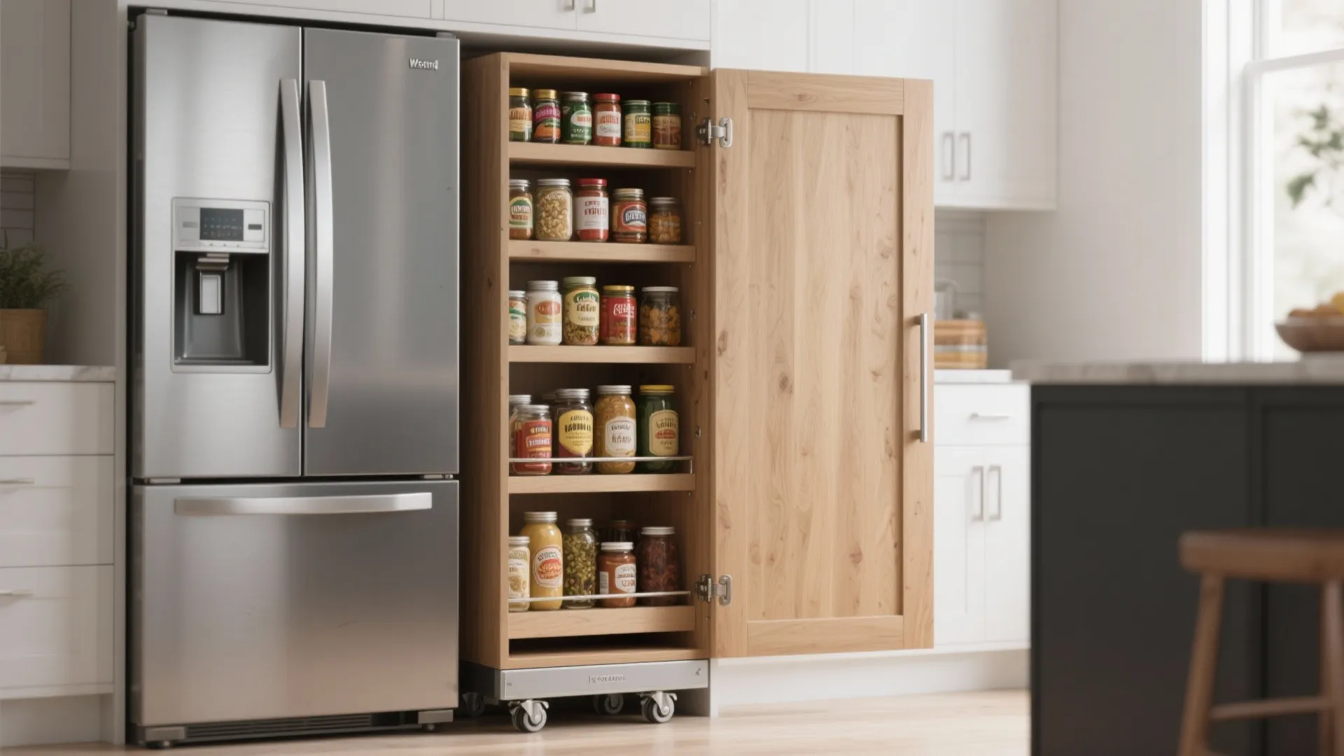 6. Rolling Pantry Cabinet