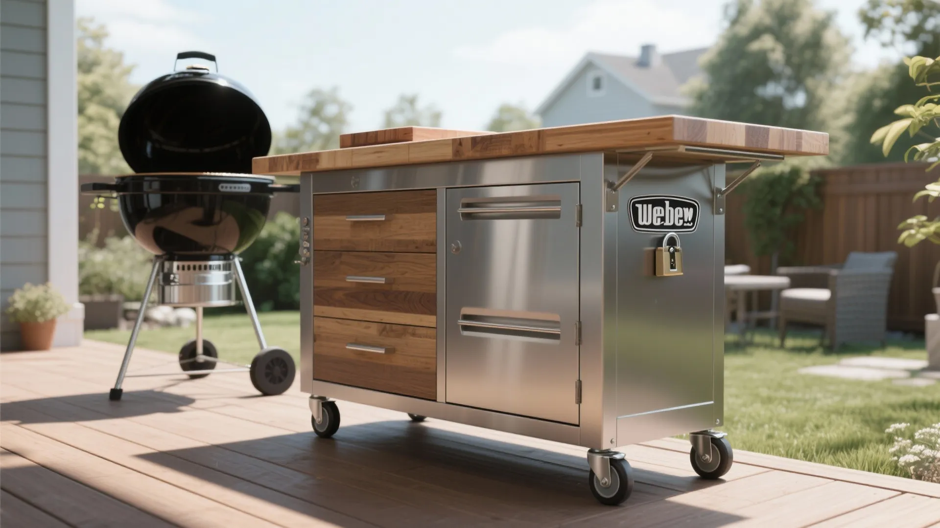 1. Rolling prep table with lockable storage