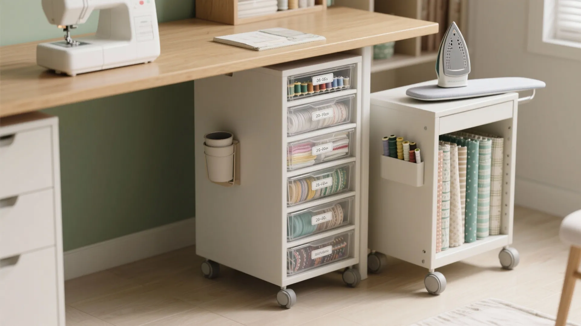 Under-desk and rolling storage that actually fits fabric