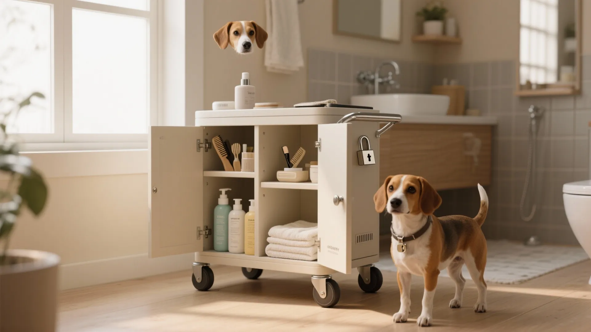 4. Rolling grooming cart or trolley