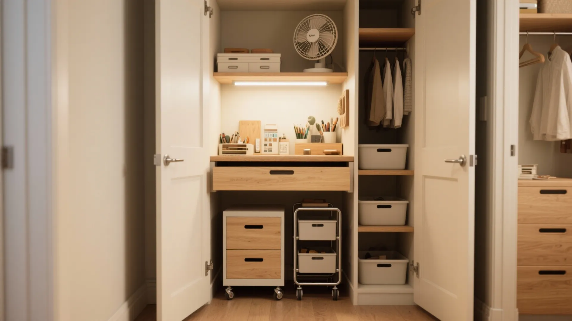 5. Convert a closet or alcove into a roll-out craft nook
