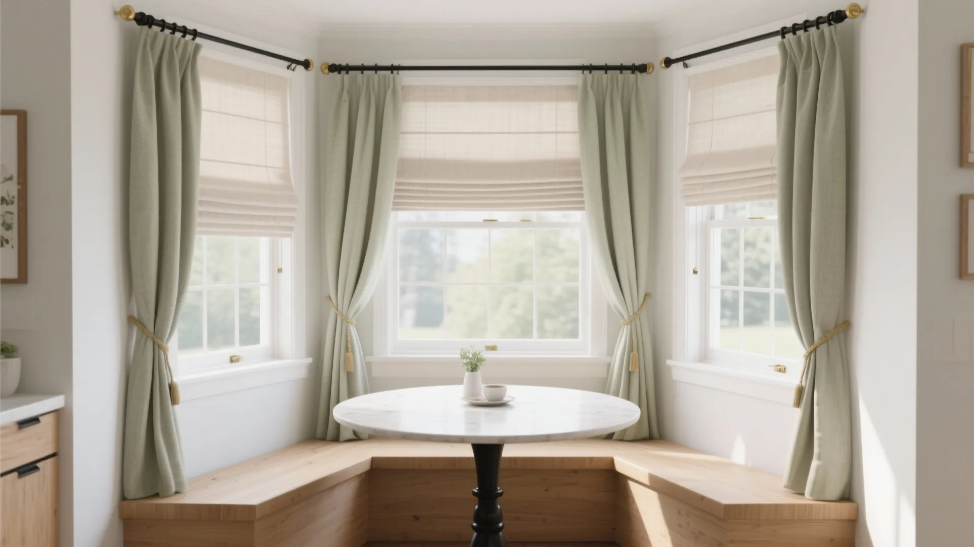 Roman Shades + Café Curtains for Nooks and Bay Windows