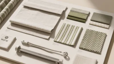 Green & Neutral Fabric Samples for Modern Interior Design