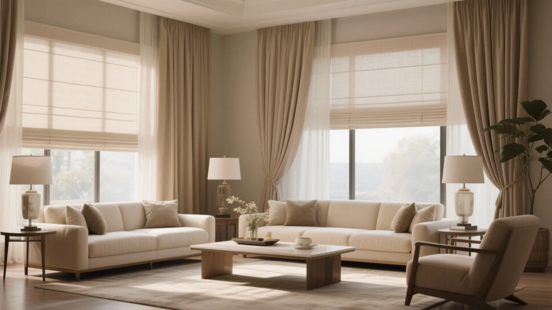 4. Roman Shade and Curtain Combo