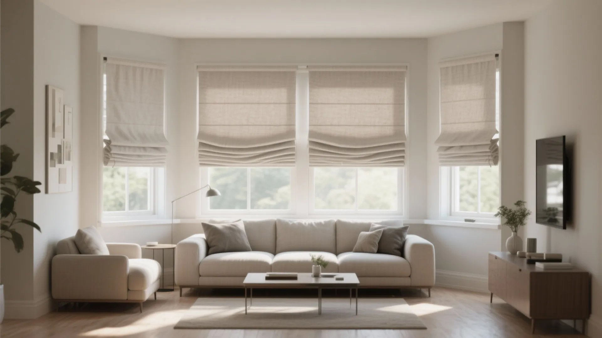 3. Roman Shades within the Frames