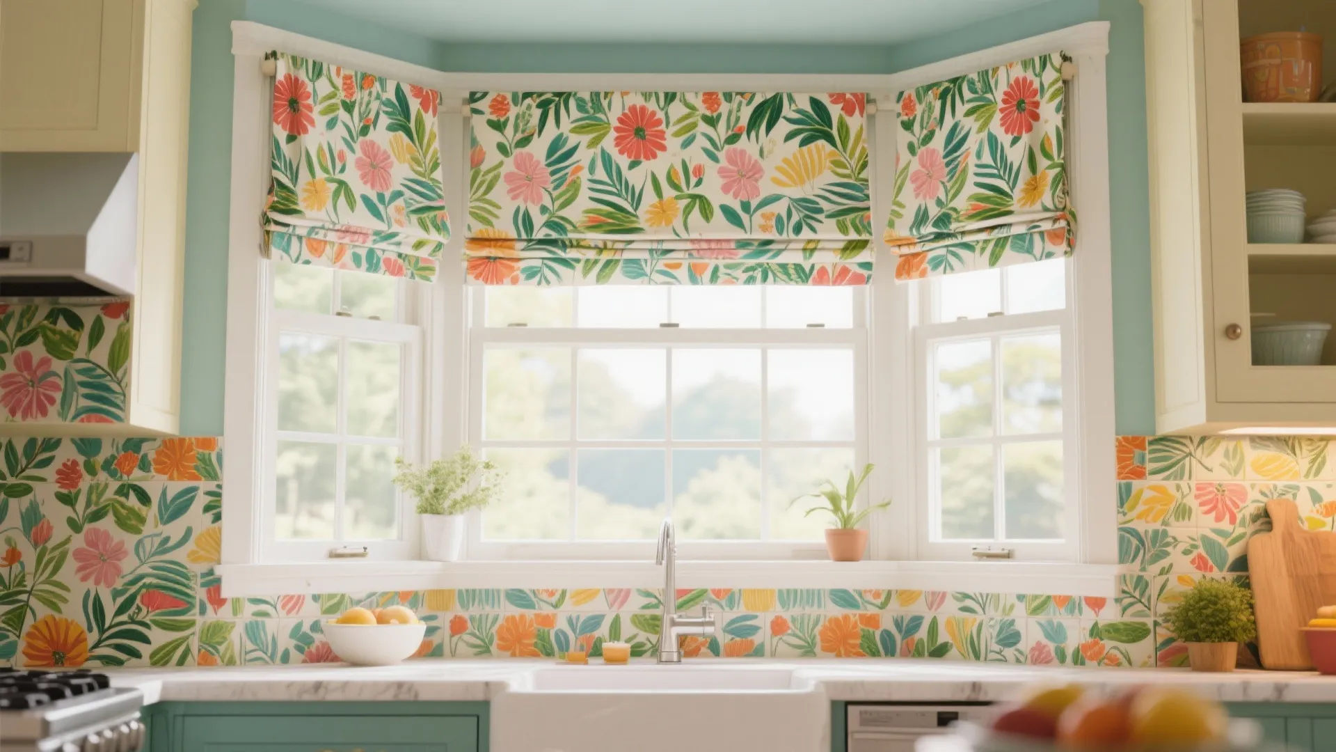 2. Roman Shades with Pattern