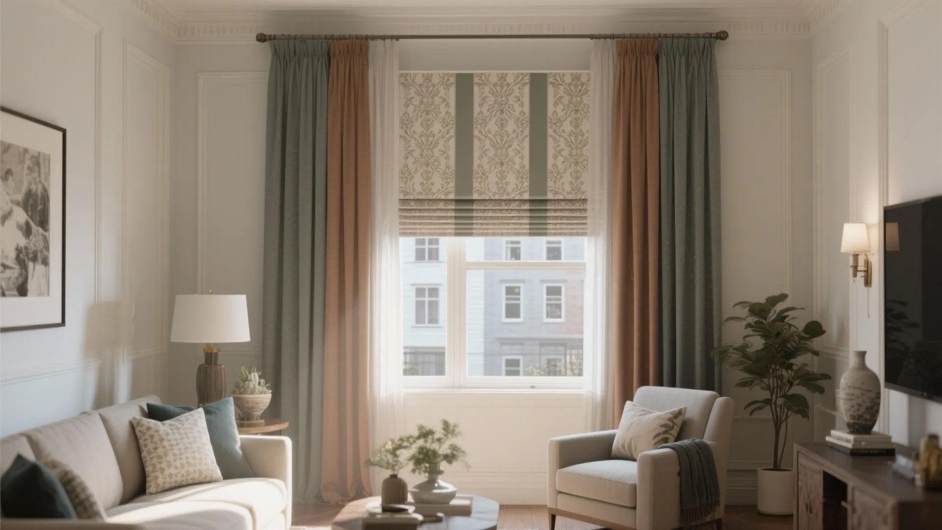 10. Layered Roman Shades + Curtains
