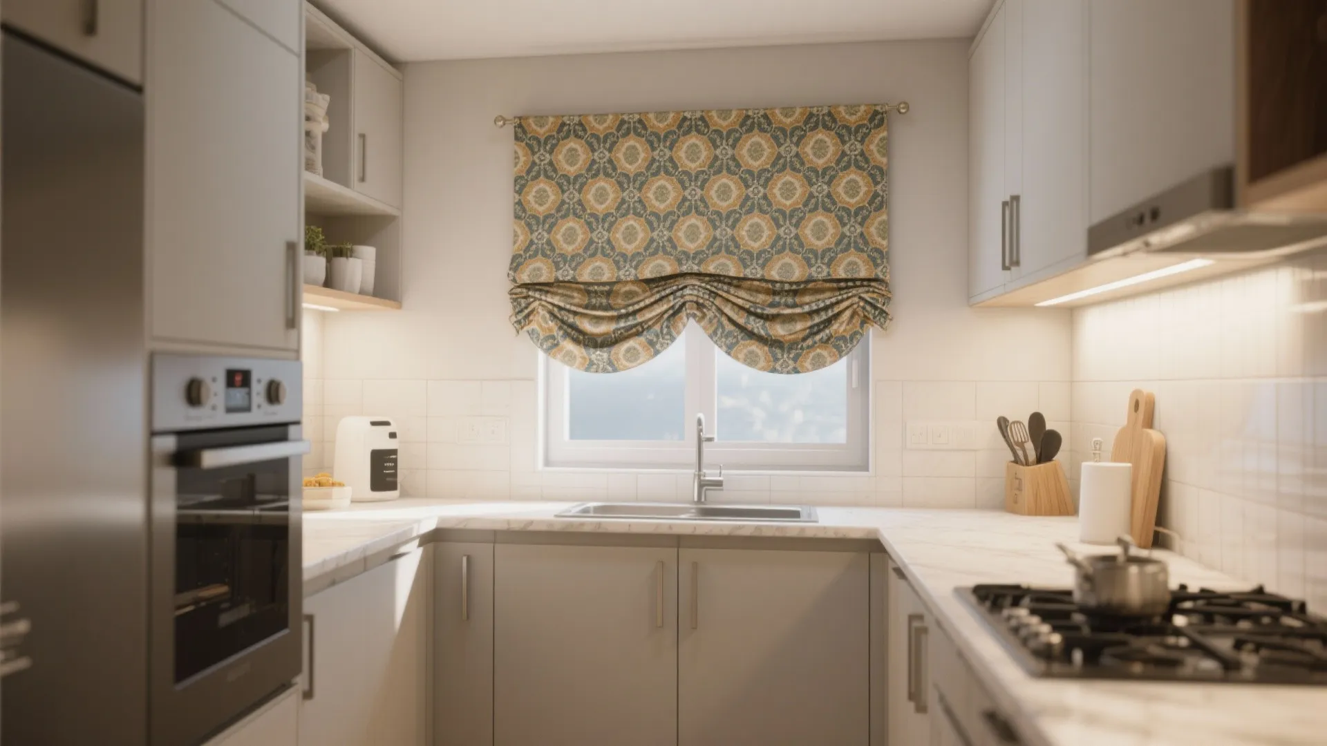 3. Roman Shades for Sleek Function