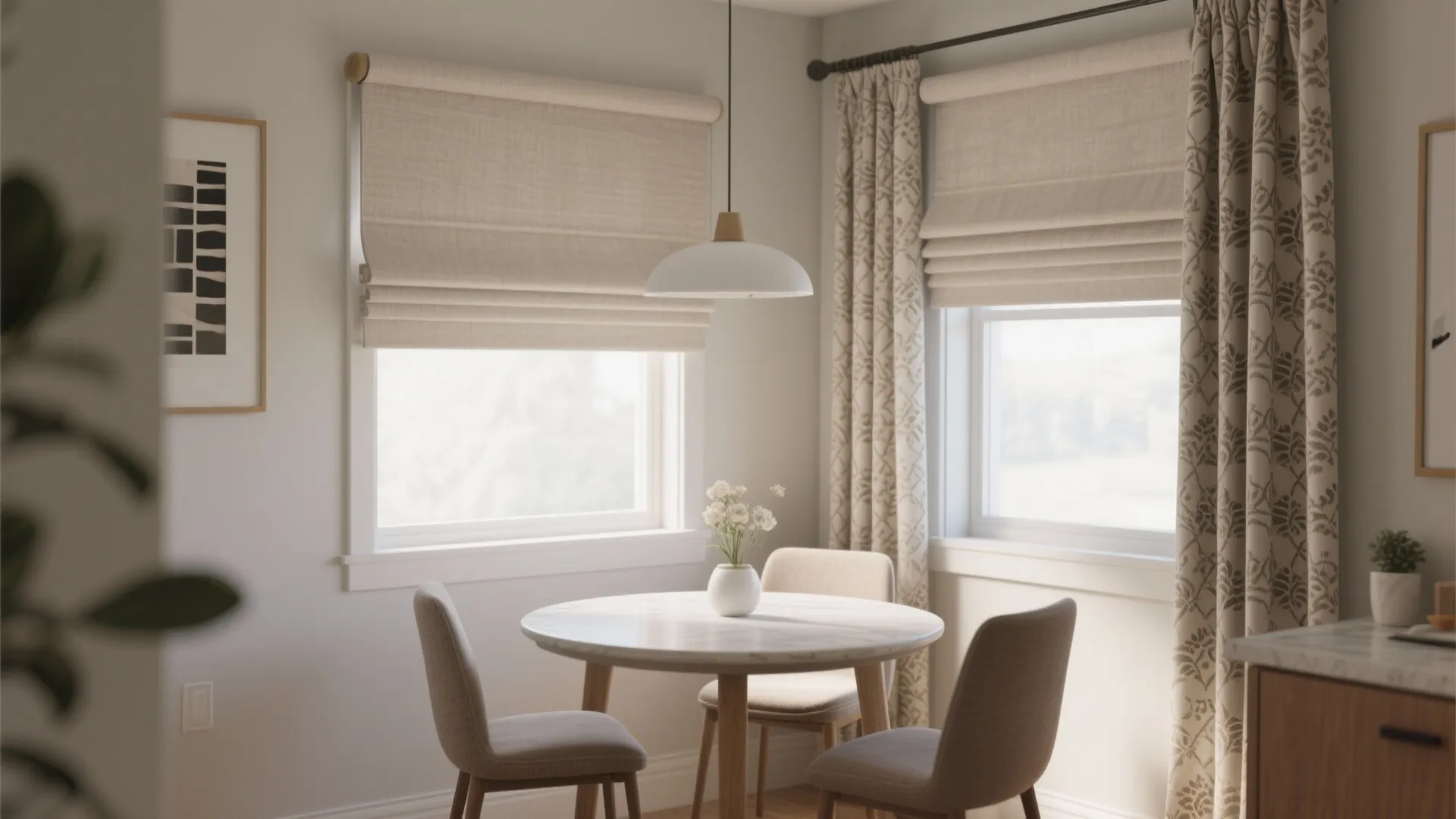 7. Roman Shades with Side Panels