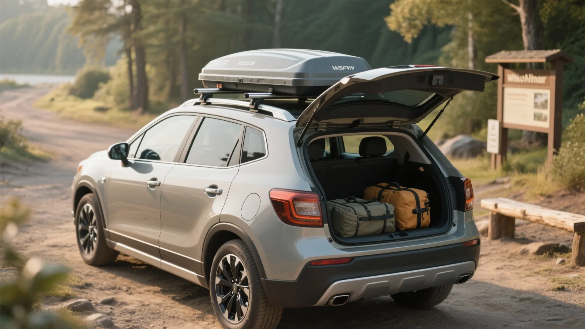 3. Leverage vertical space with roof rails and low-profile boxes