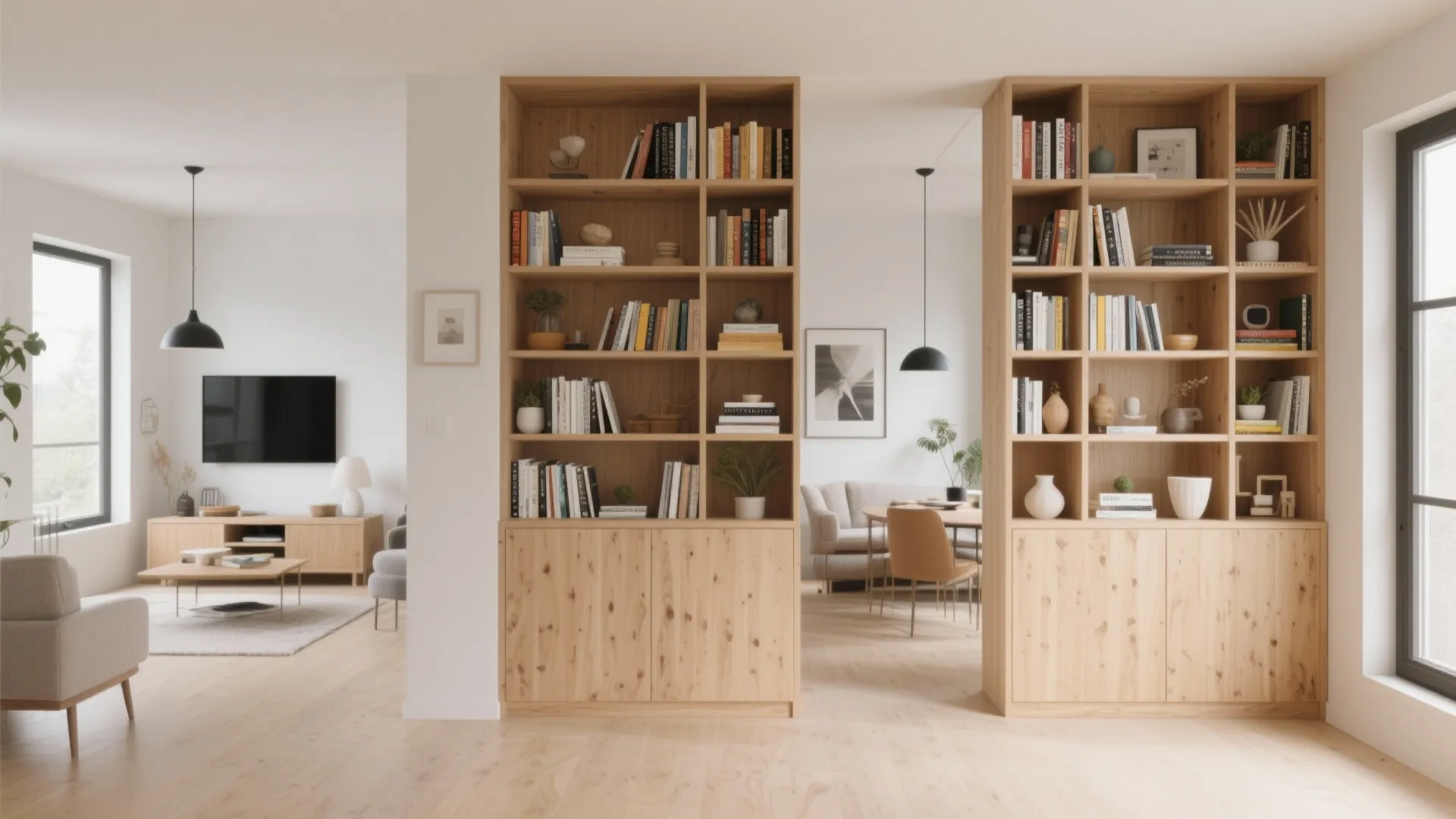 8. Built-in Bookcase as a Room Divider