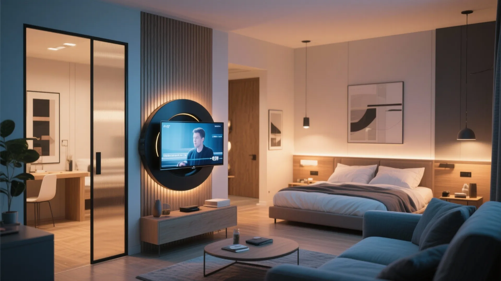 Room Divider with TV Mount