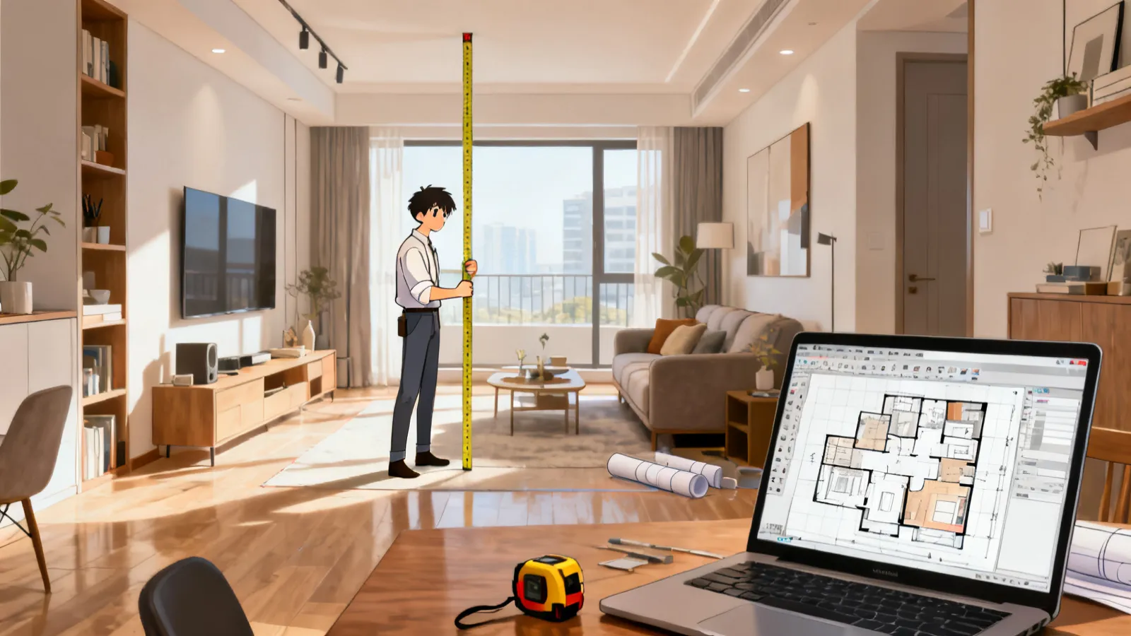 Measuring a room and transferring dimensions into a digital floor plan