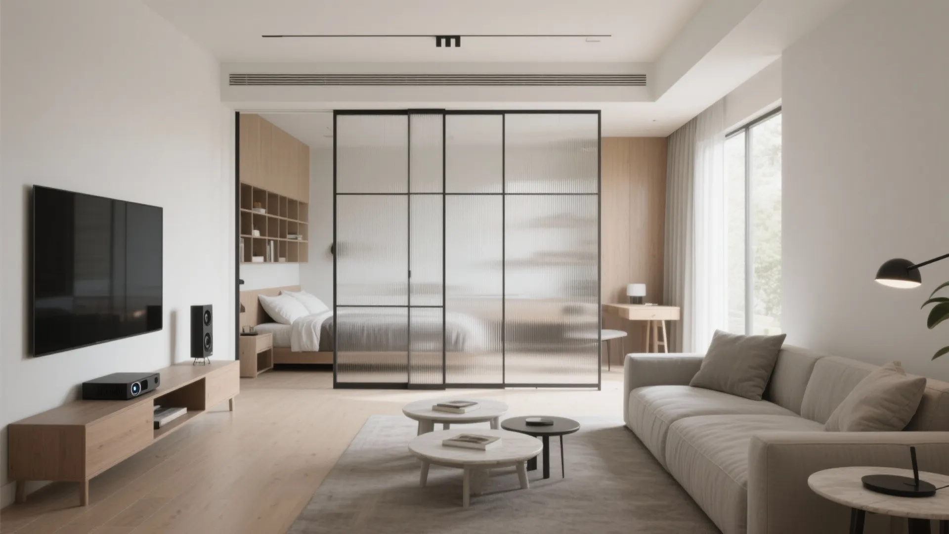 Sliding partitions and multi-functional furniture