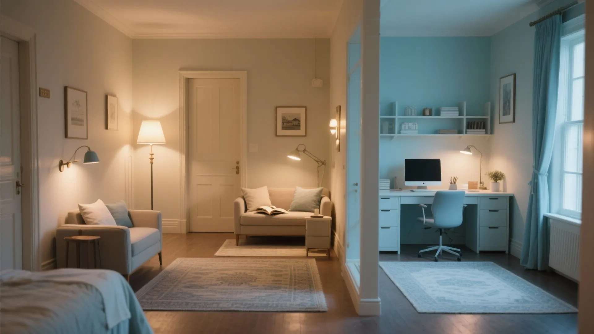 3. Clever Zoning with Rugs and Light