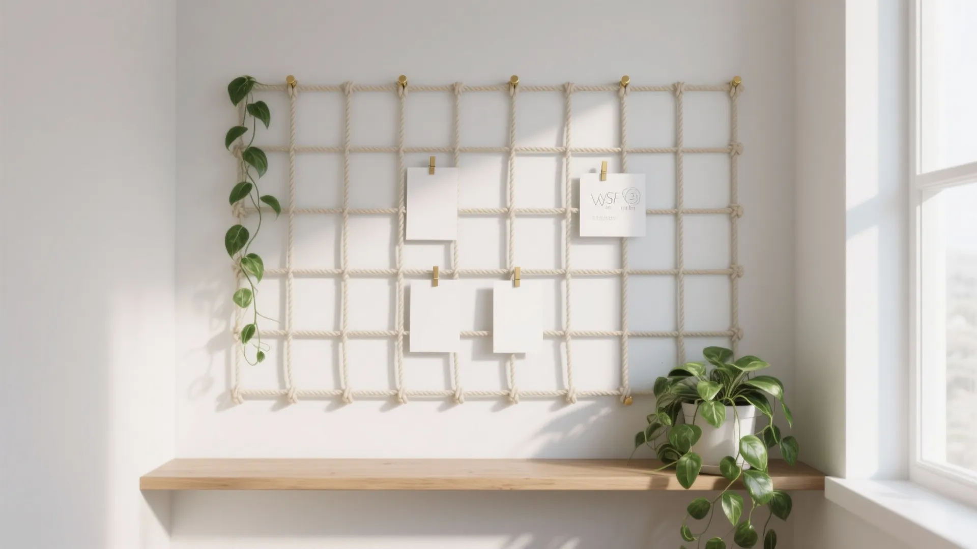 Minimalist Rope Grid Accent Wall