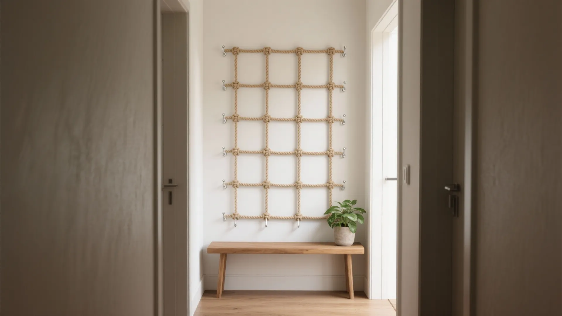 Minimal Rope Grid Accent Wall