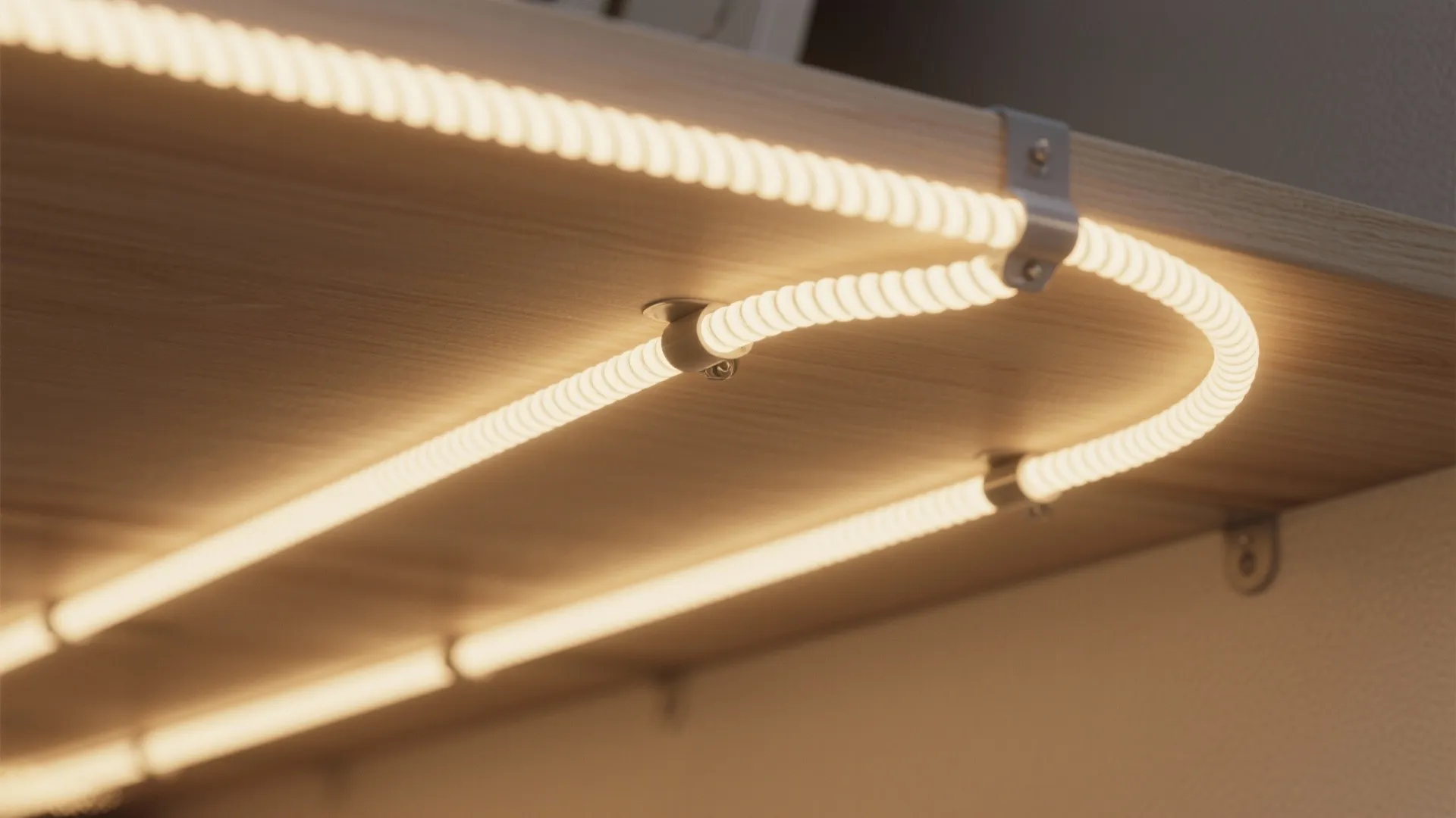 4. Accent rope lights under shelving