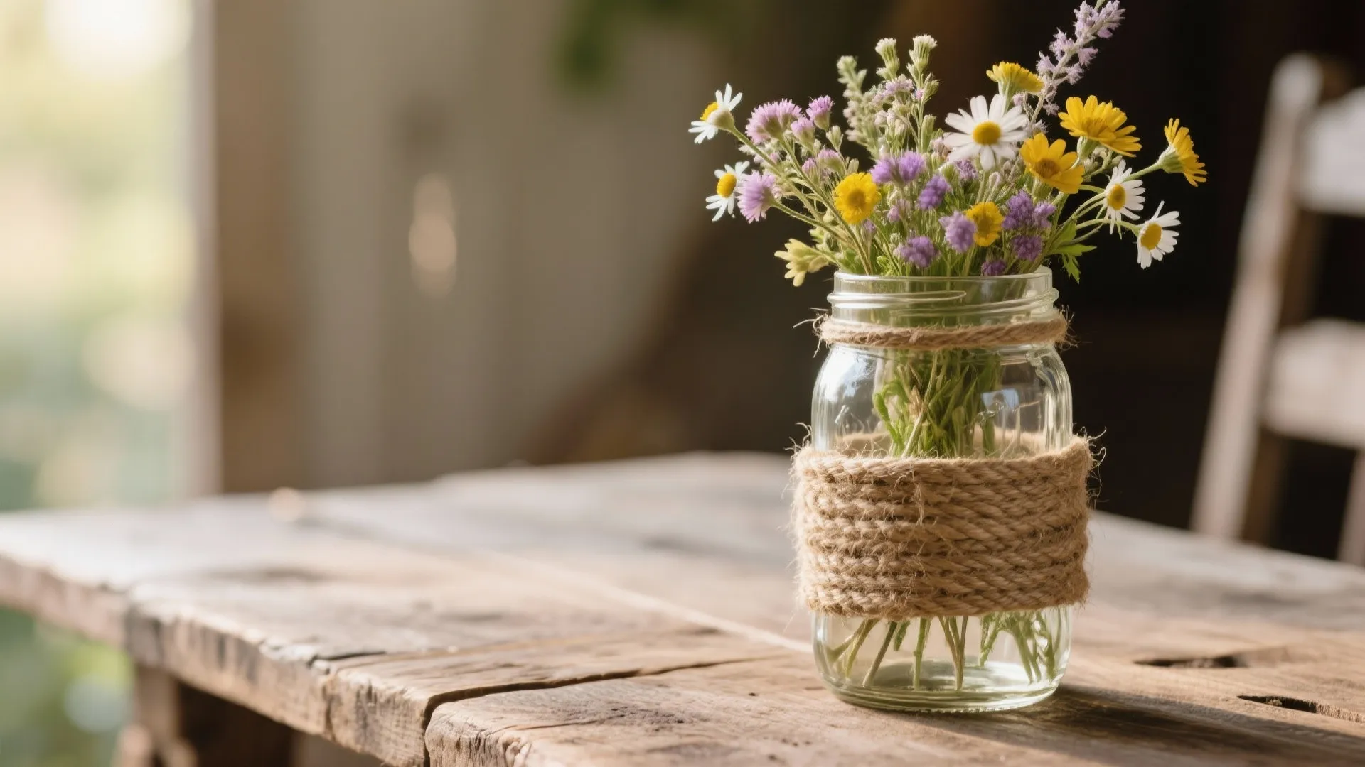 Tip 1: Rope and Mason Jar Centerpieces