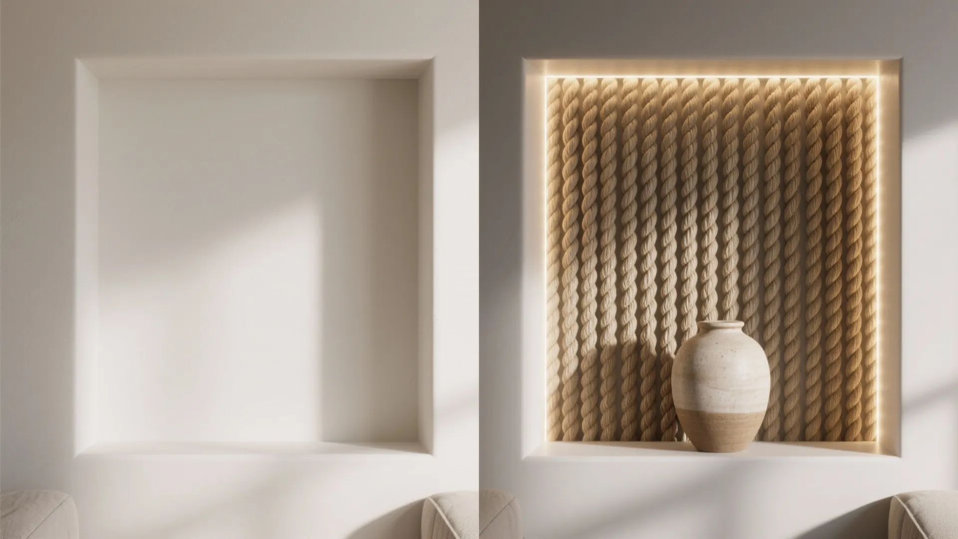 Rope-Lined Niche with LED Backlighting