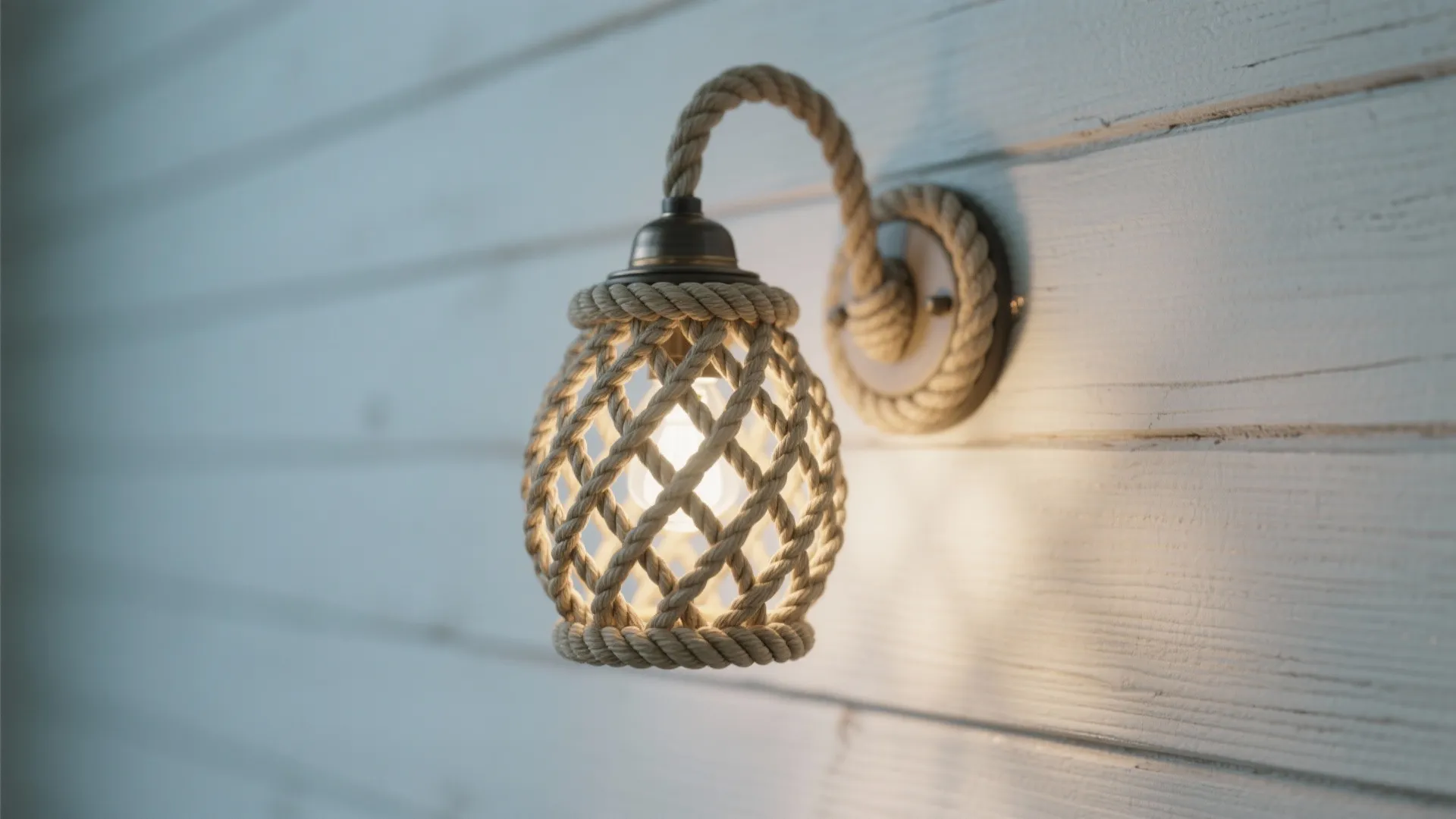 2. Rope-wrapped wall lamps for texture
