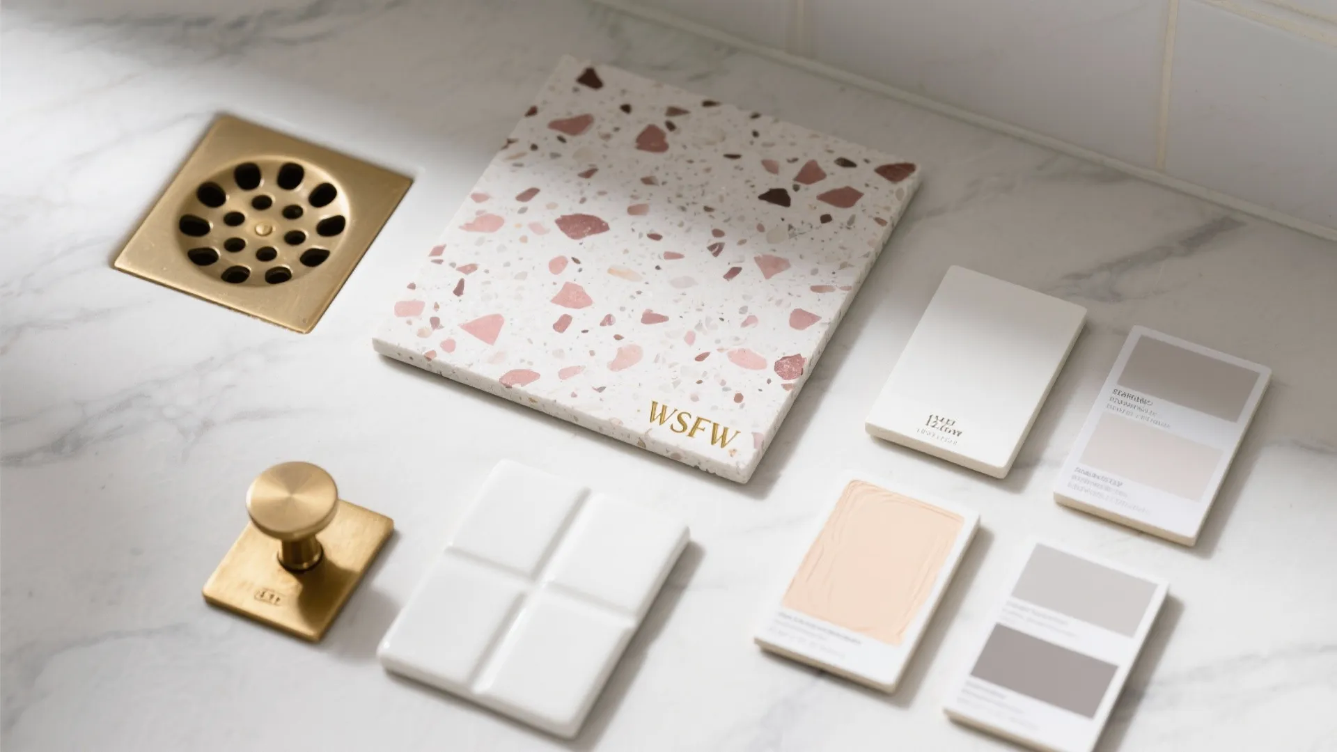 Rosy Terrazzo and Brass Details