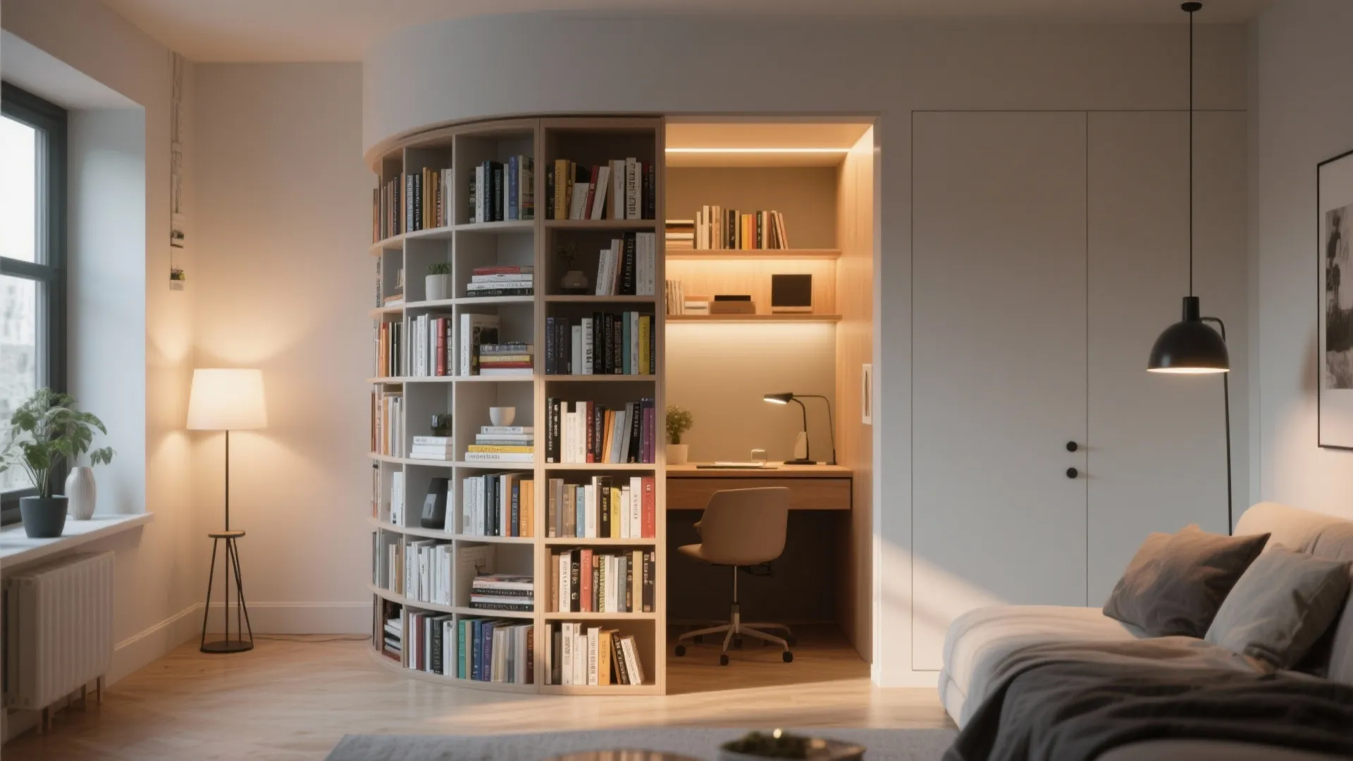 9. Rotating Bookshelf Partition