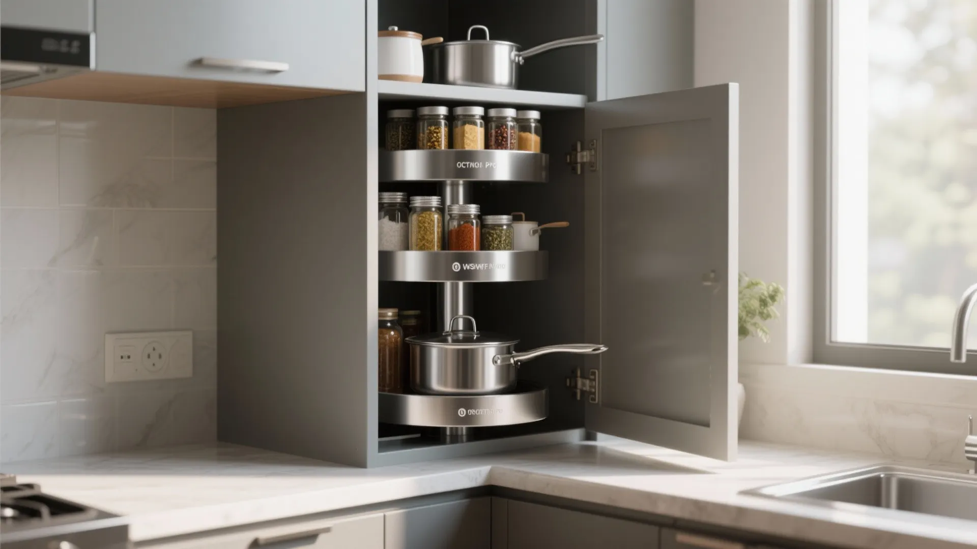 5. Vertical carousel or rotating corner unit