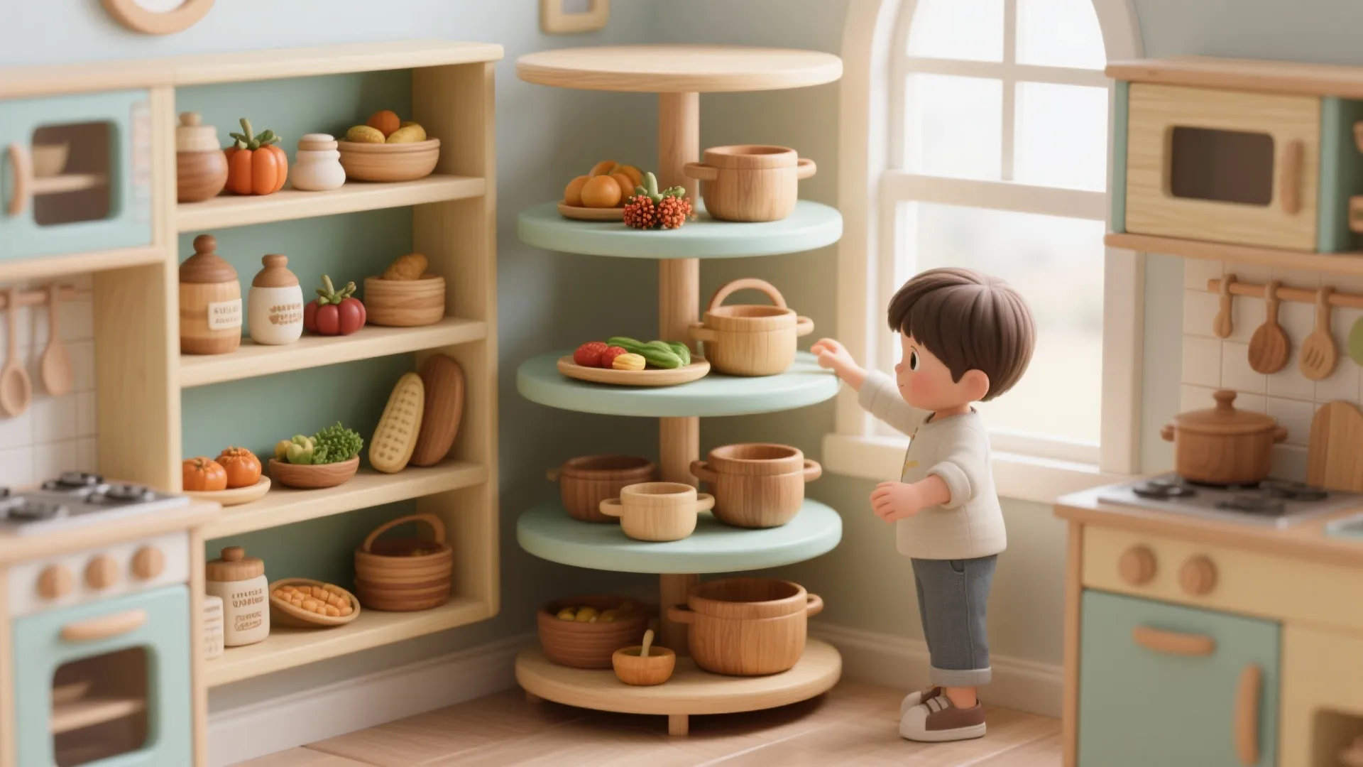 5. Interactive display and rotating toys