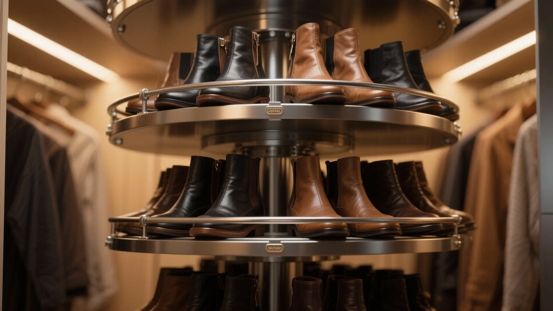 5. Multi-tier rotating or pull-down racks for deep closets