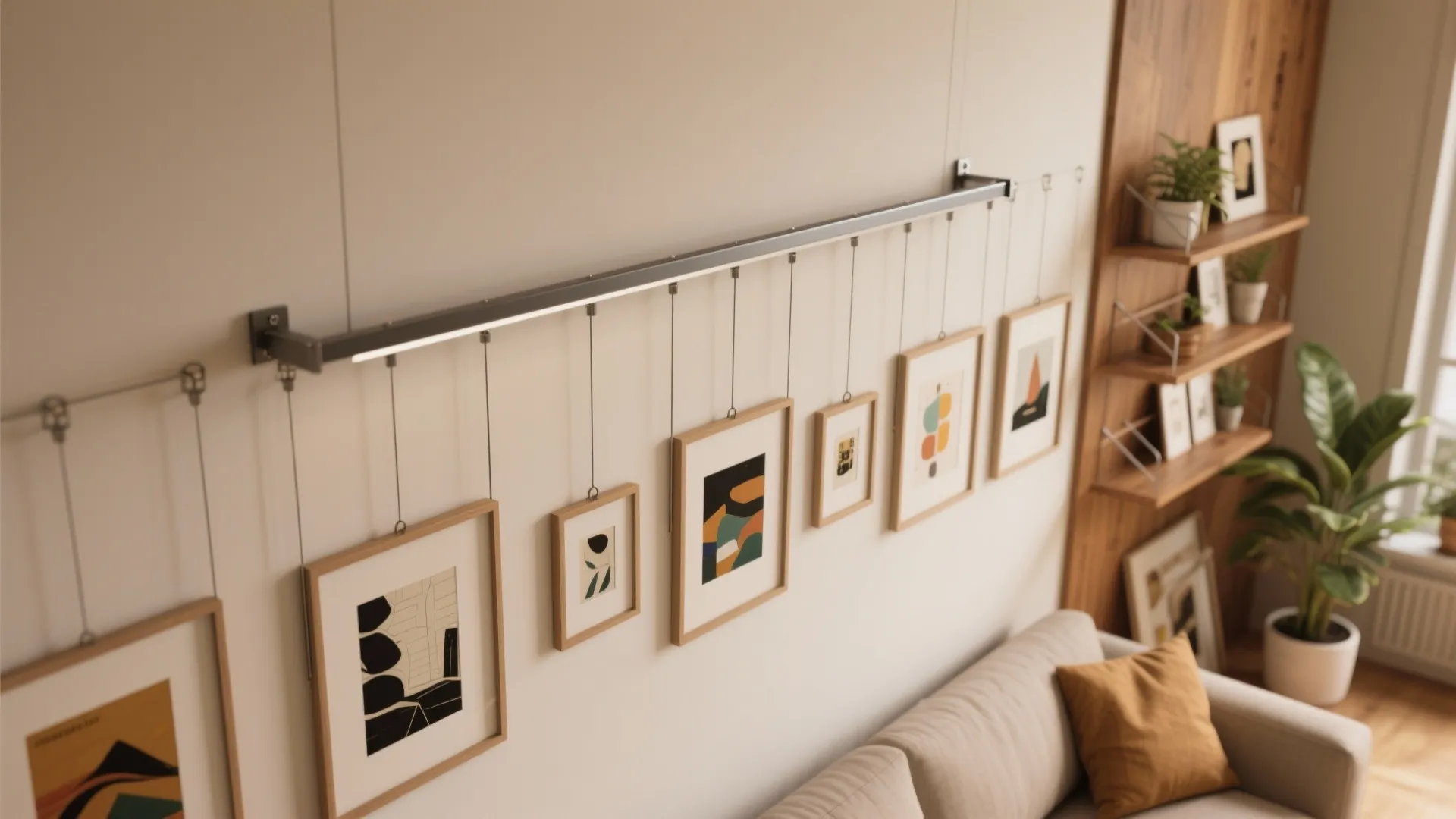 5. Rotating mini-exhibitions on a picture rail