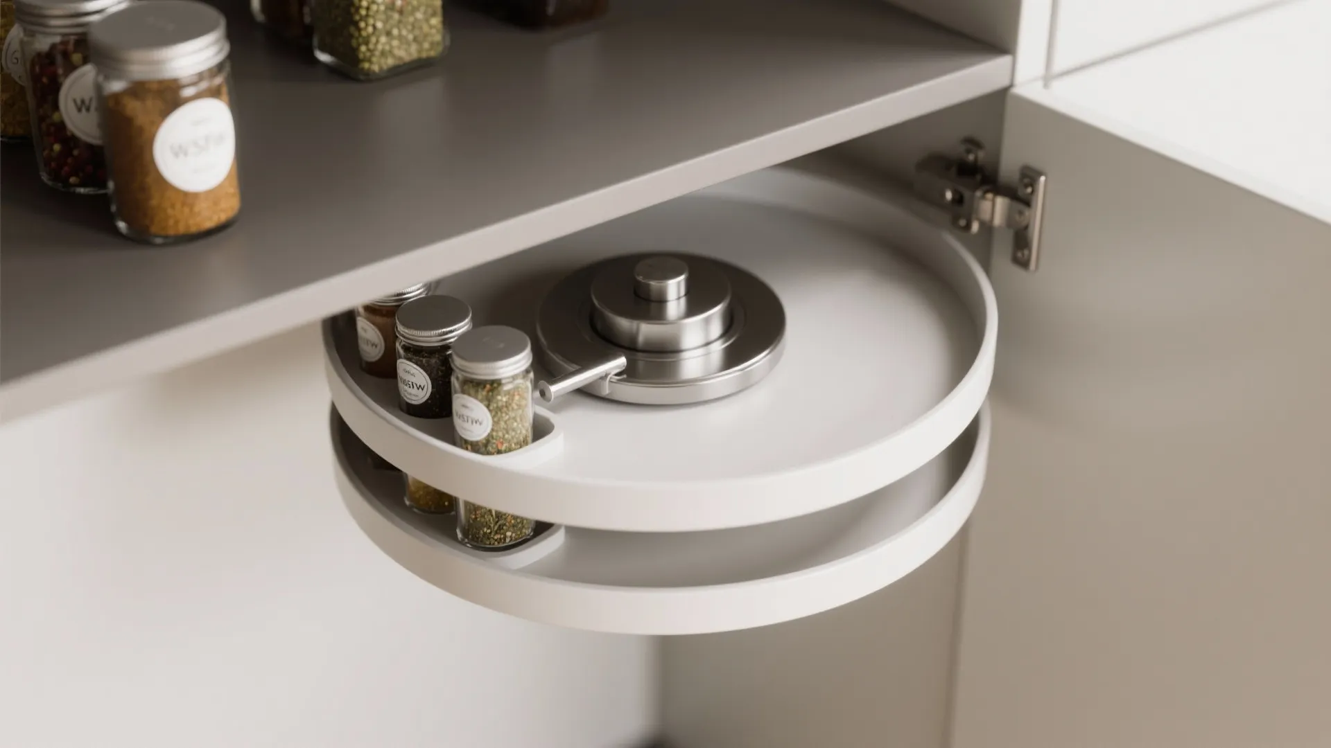 3. Diagonally mounted Lazy Susan alternatives