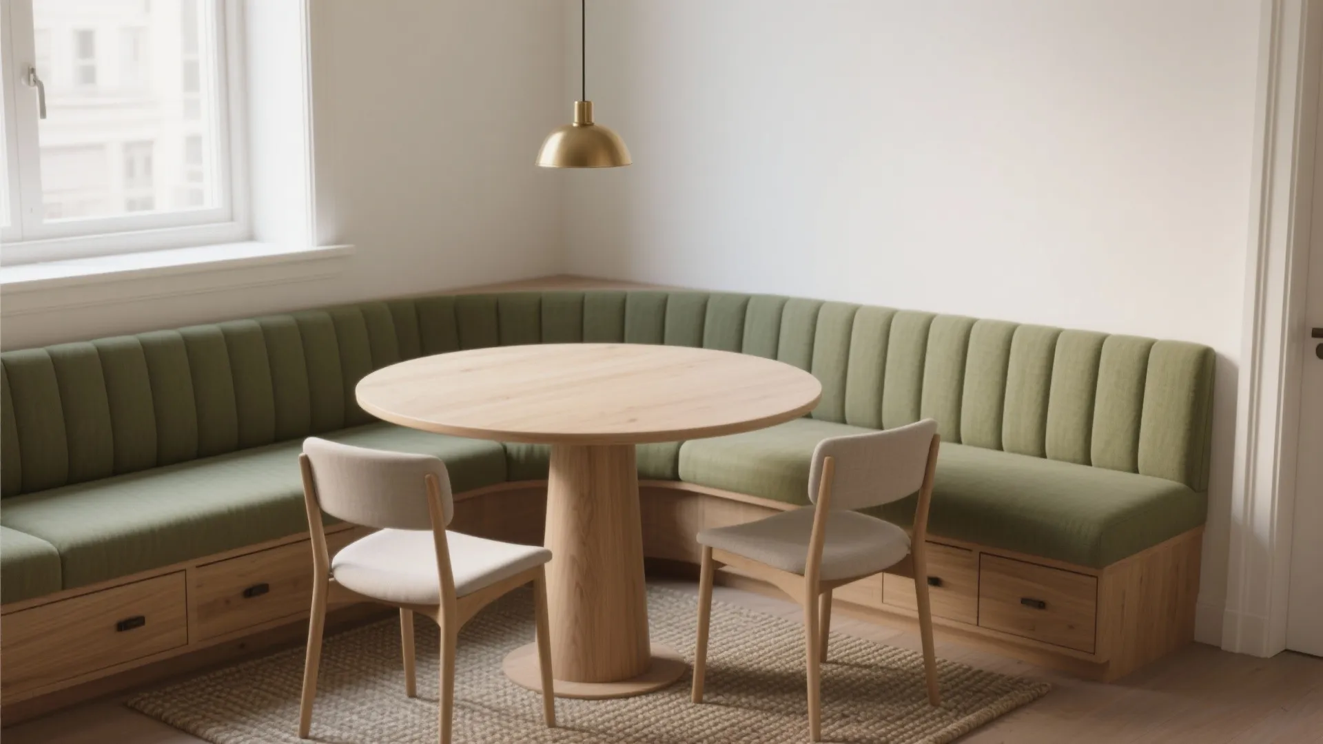Round Pedestal Table + Corner Banquette