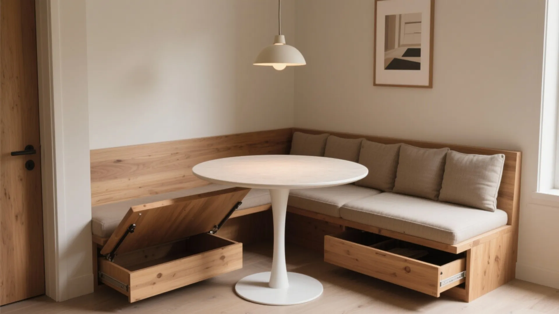 1. Round table with built-in bench