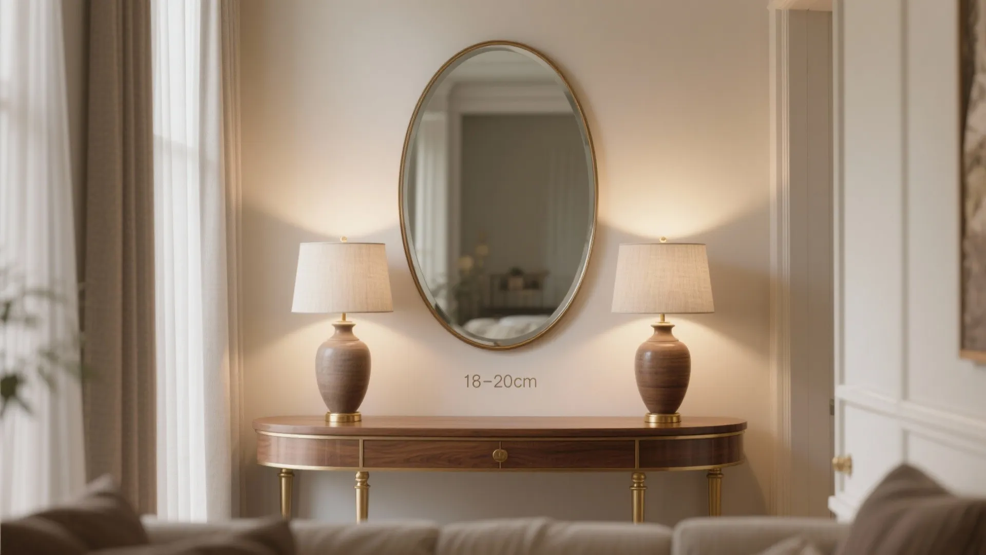 Classic Round Mirror Above the Console or Mantel