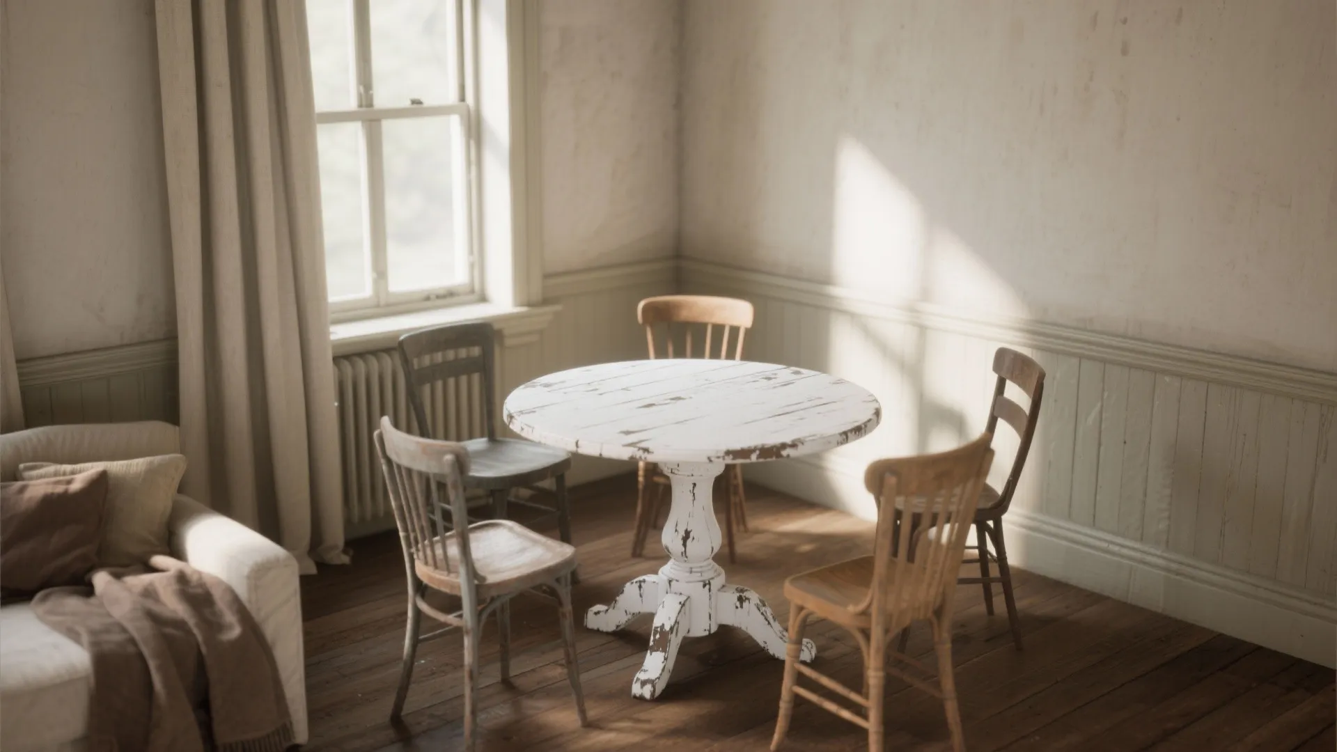 2. Scaled-down round table to soften corners