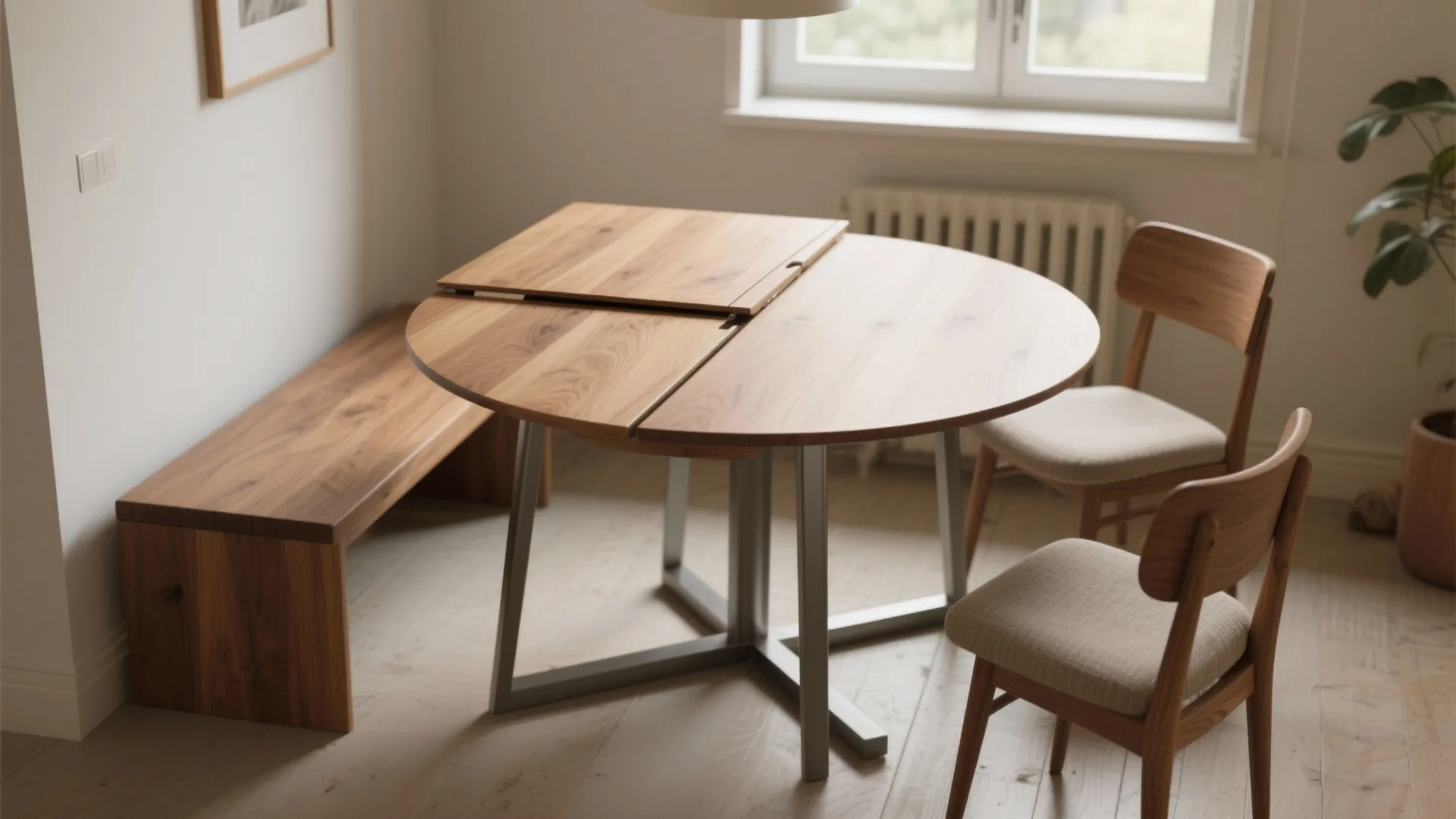 1. Round drop-leaf table