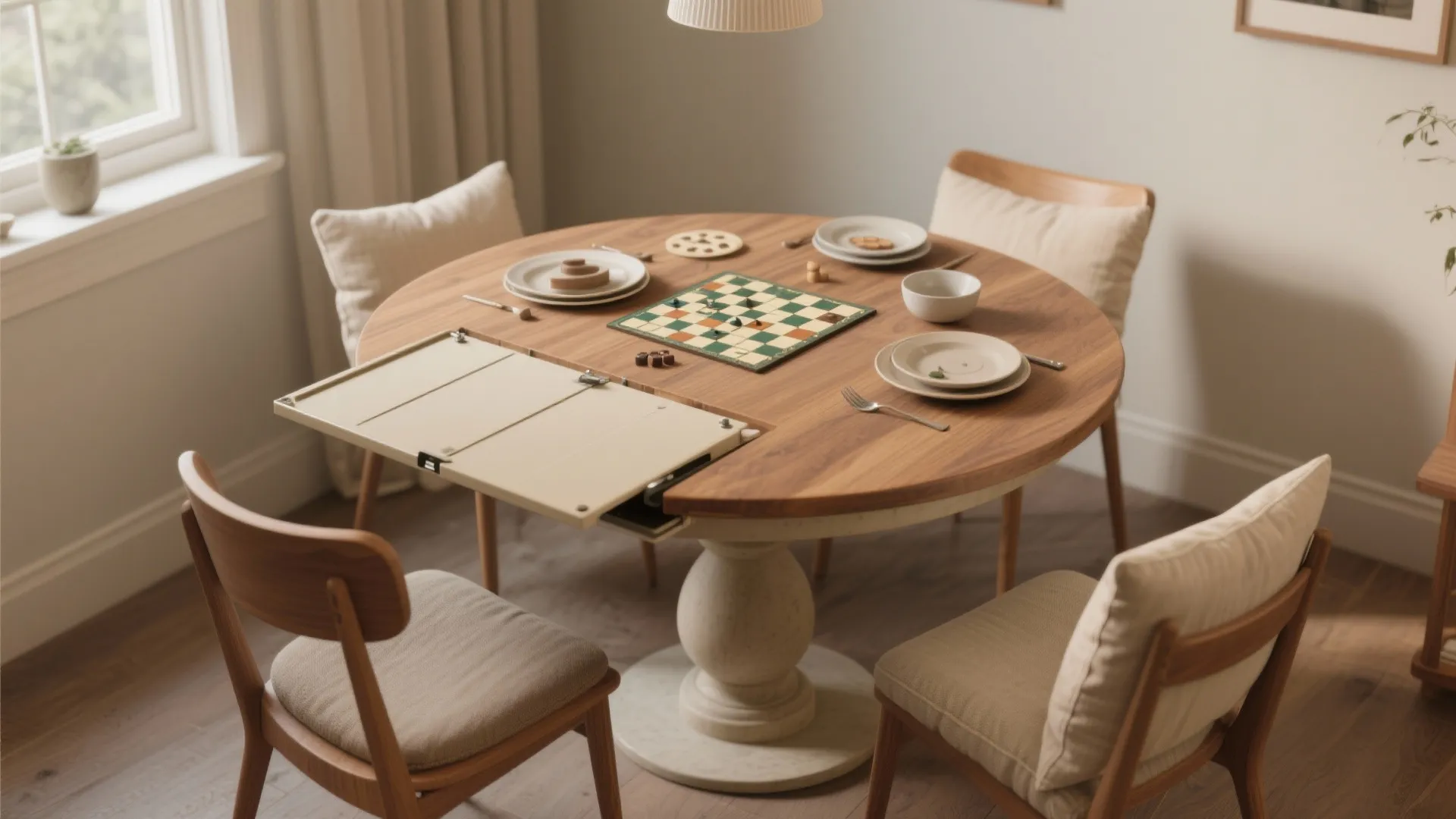 1. Round or Oval Drop-Leaf Table