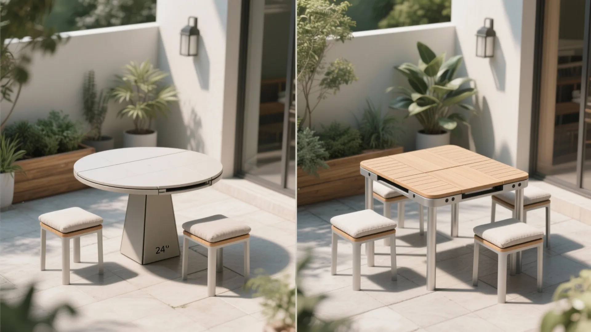 4. Compact round extendable tables — intimate, social, and forgiving