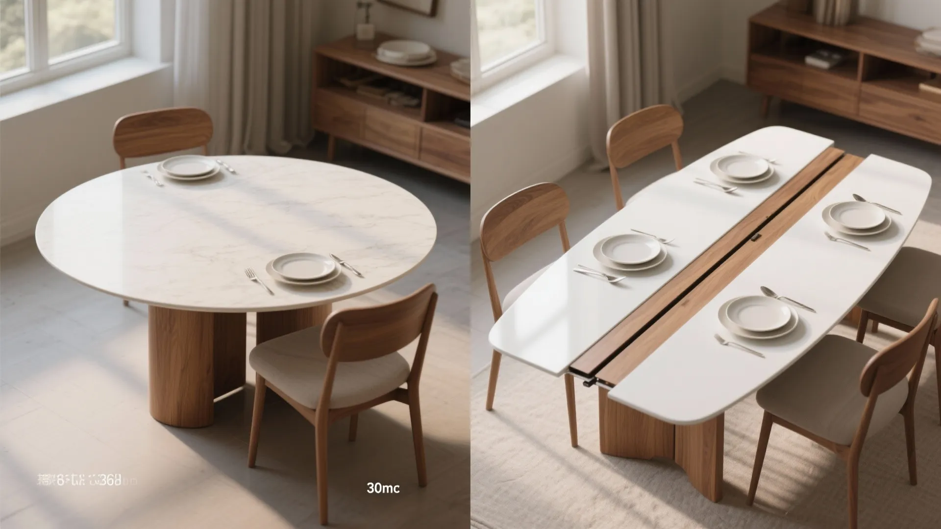 4. Round extendable tables for flexible zones