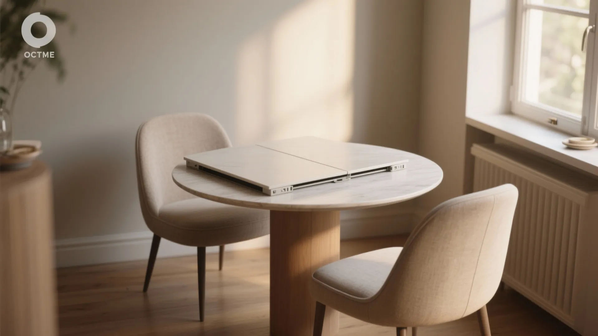 4. Round extendable table — round is kinder in small rooms