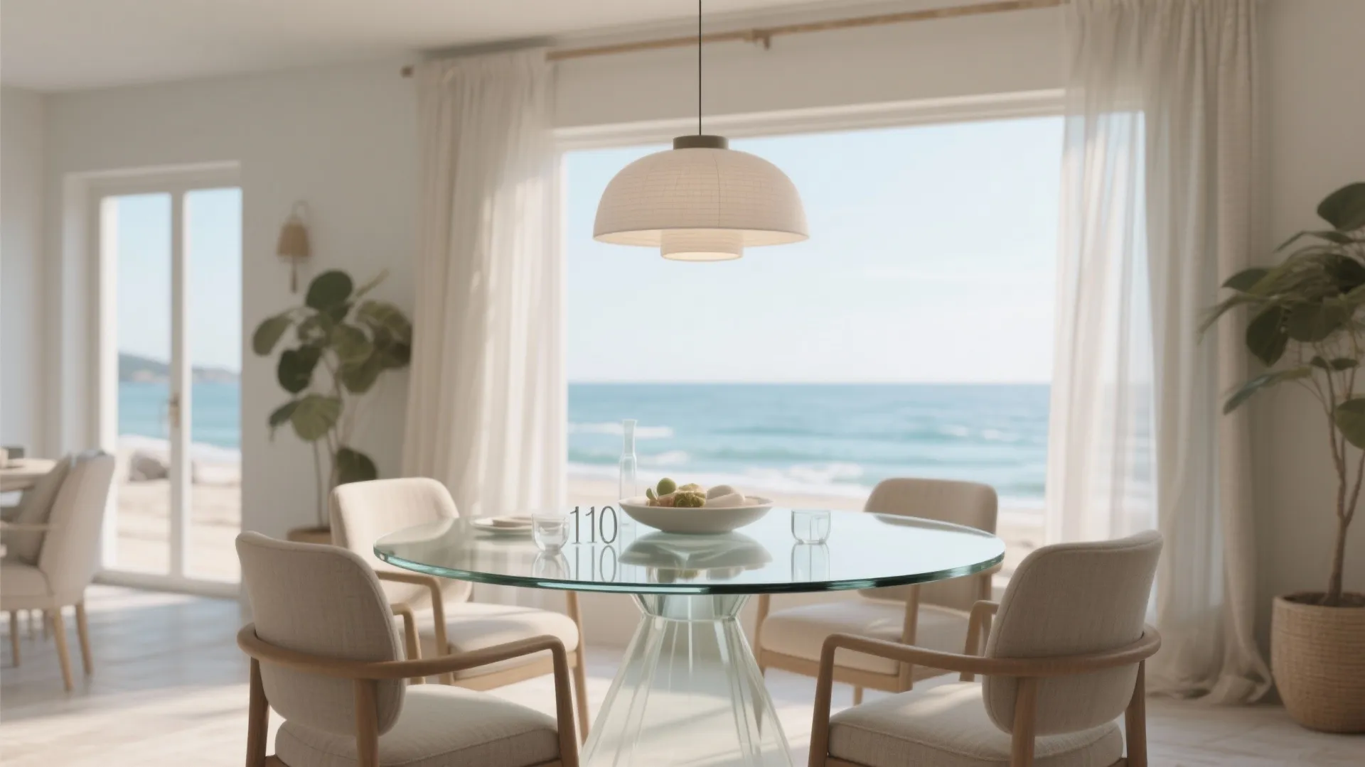 Round glass dining table for flexible seating