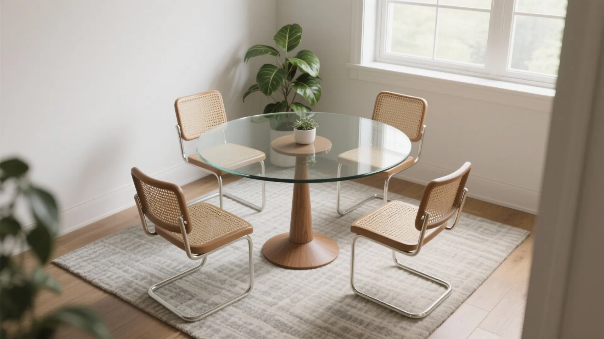 Round glass dining table for small spaces